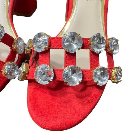 PRIMA DONNA Collection Big Studs Red Strappy Heeled Sandals Size 37 (6.5 US) - Picture 6 of 15
